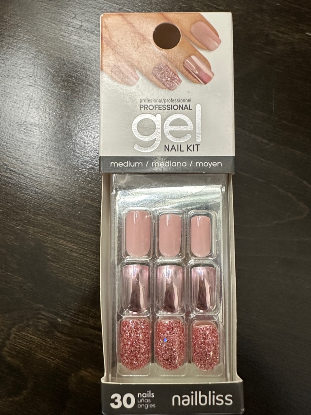 Bliss Gel Nail Set - Pink, Rose Gold, Glitter